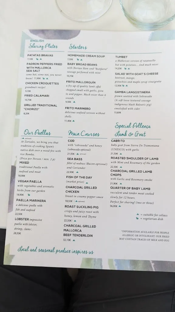 Menu_ZARZALES Restaurant_Pollença_image_1