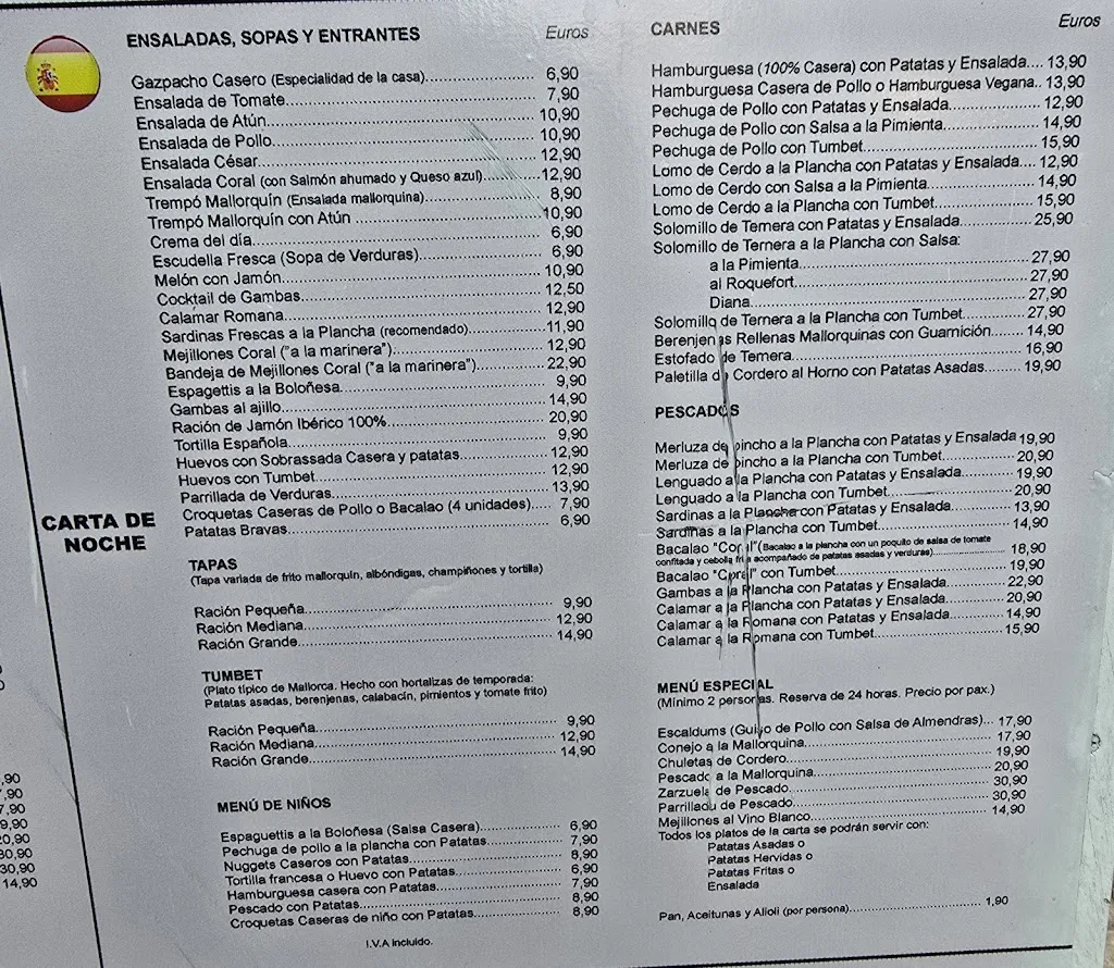 Menu_Restaurant Bar Coral_Port de Pollença_image_1