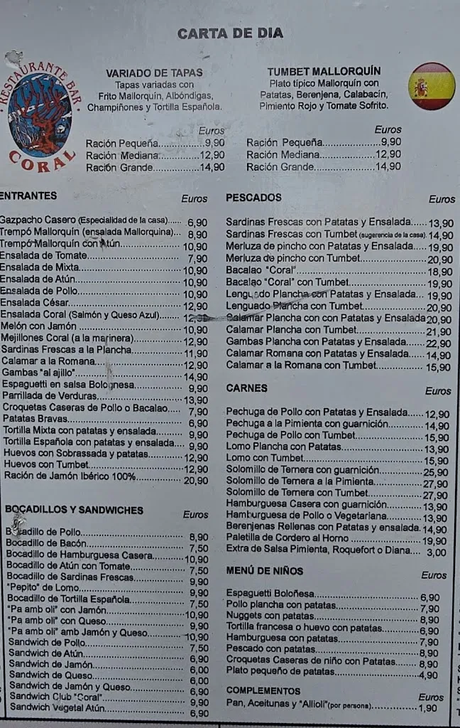 Menu_Restaurant Bar Coral_Port de Pollença_image_2