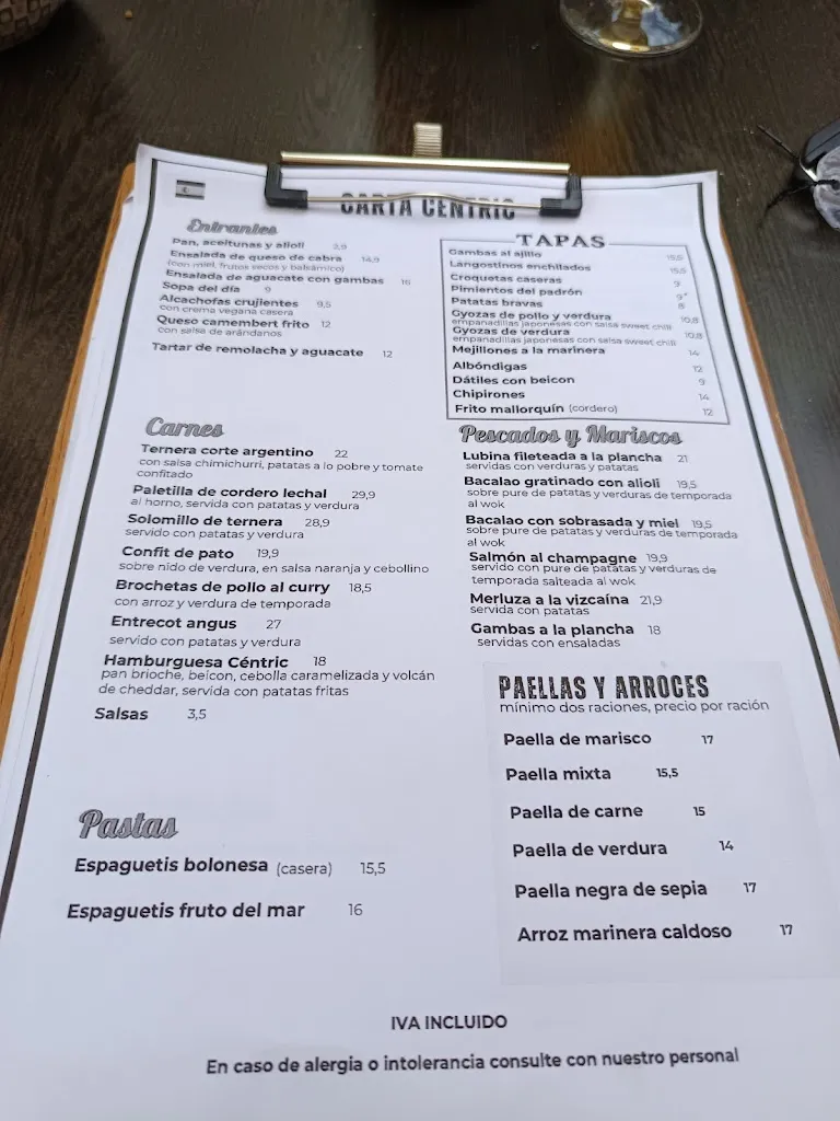 Menü_Restaurant Cèntric_Port de Pollença_Bild_2