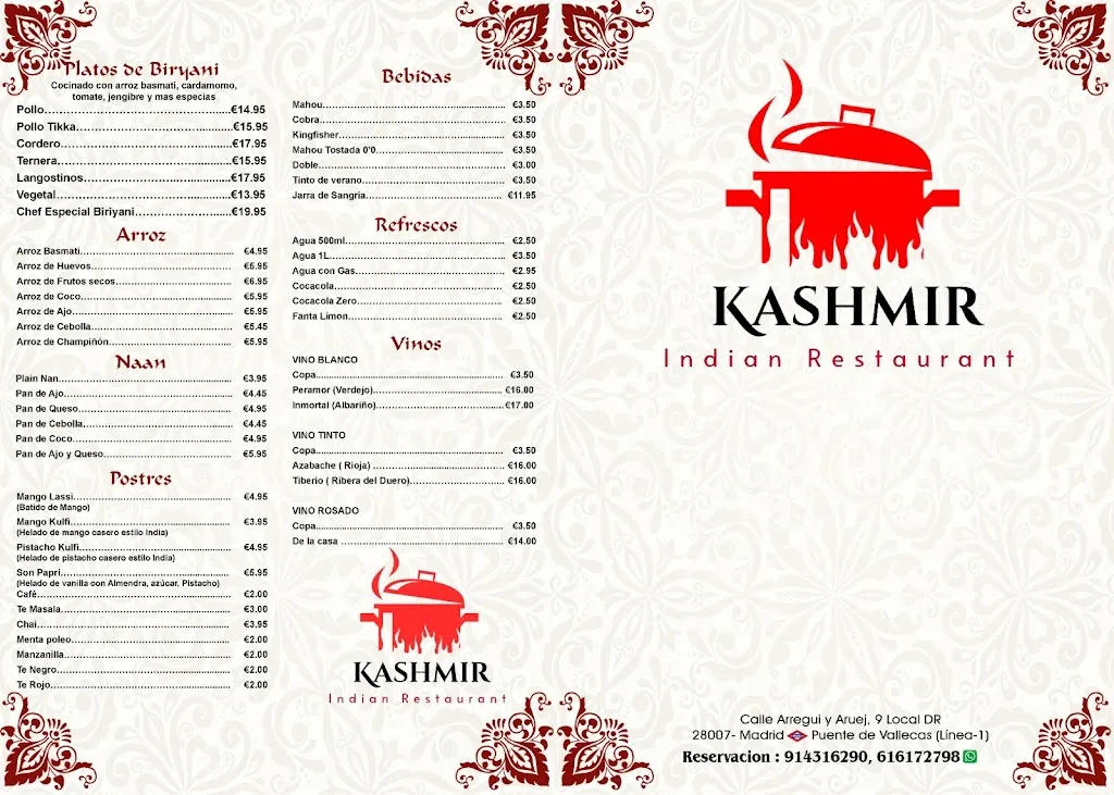 Menu_Kashmir Indian Restaurant_Cariño_immagine_4