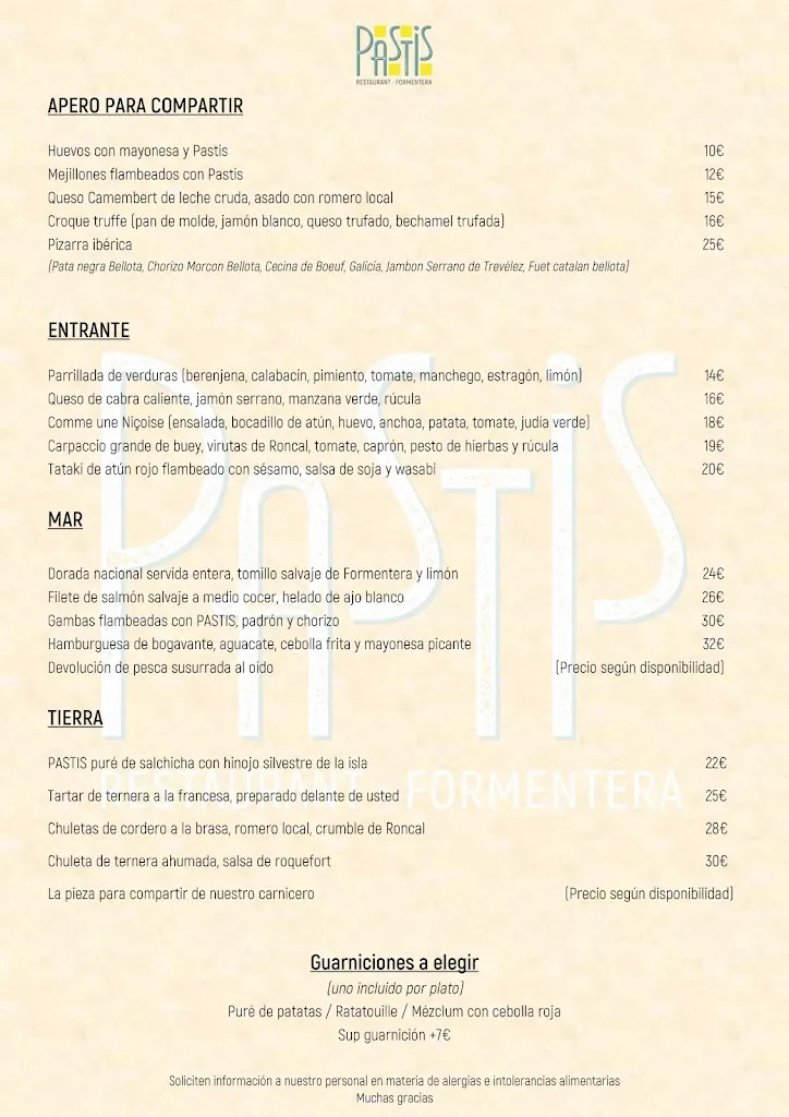 Menu_Pastis Restaurant_Sant Francesc de Formentera_image_2