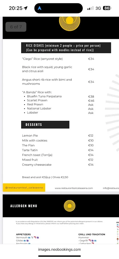 Menu_Restaurant Sol Cala Saona_Sant Francesc de Formentera_image_1