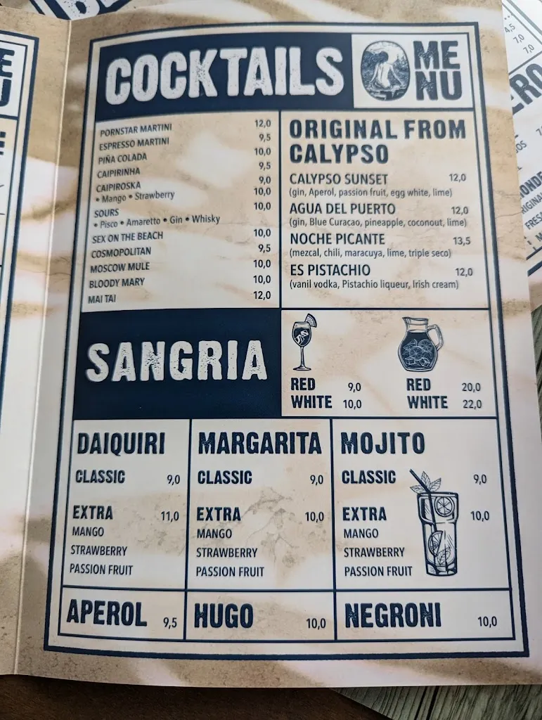 Menu_Calypso Restaurant & Bar_Porto Cristo_image_3