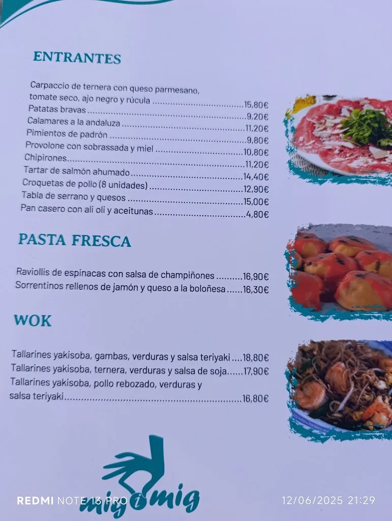 Menu_MIG I MIG SA CANTINA CLUB NÀUTIC PORTO CRISTO_Porto Cristo_image_1