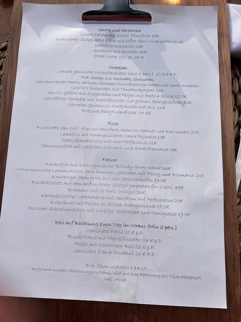 Menu_Restaurant sa Gruta Nova_Porto Cristo_image_1