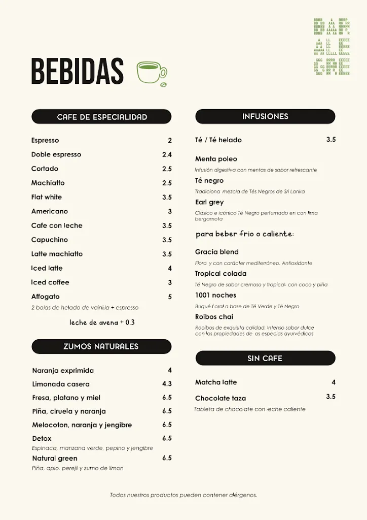 Menu_Bar Alegre Specialty coffee, brunch, and street food._Porto Cristo_image_1