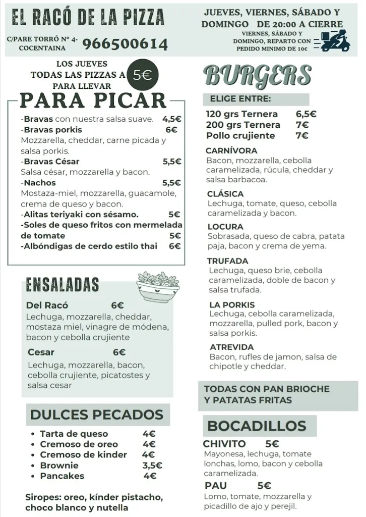 Menü_El Racó de la Pizza_Cocentaina_Bild_1