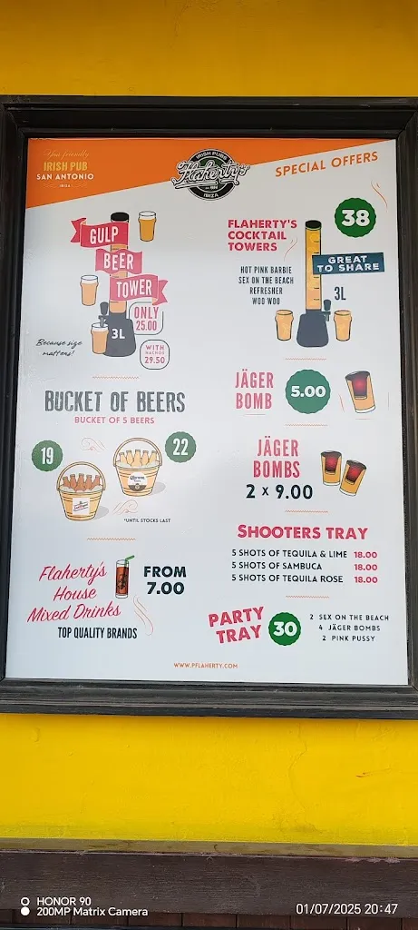 Menu_Flahertys Irish Bar Ibiza_Sant Antoni de Portmany_image_4