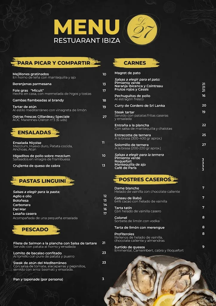 Menu_LE 27 RESTAURANTE_Santa Eulalia del Río_image_1