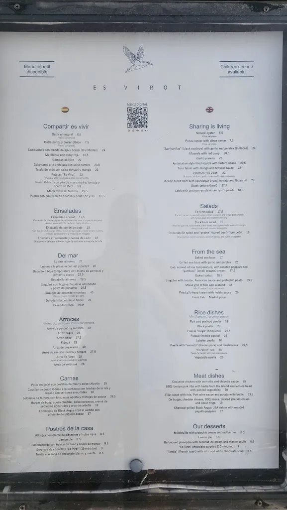 Menu_Es Virot Restaurante_Sant Josep de sa Talaia_immagine_1
