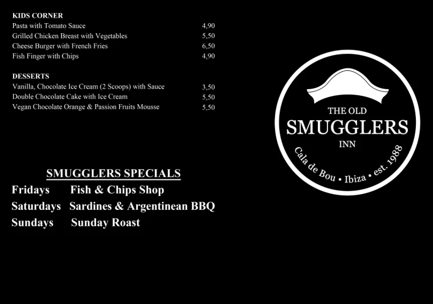 Menu_The Old Smugglers Inn_Sant Josep de sa Talaia_image_1
