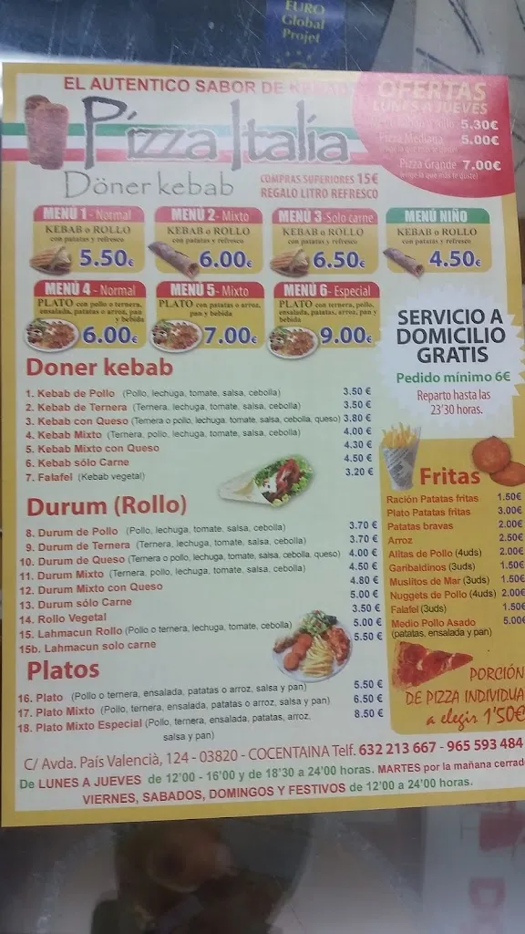 Menu_Pizza Italia Döner Kebab - Kebab_Cocentaina_image_1