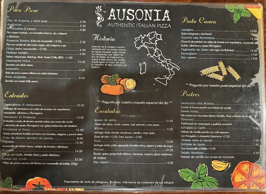 Menu_Ausonia Pizza Bar_Sant Josep de sa Talaia_immagine_2
