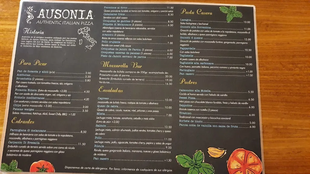 Menu_Ausonia Pizza Bar_Sant Josep de sa Talaia_immagine_3