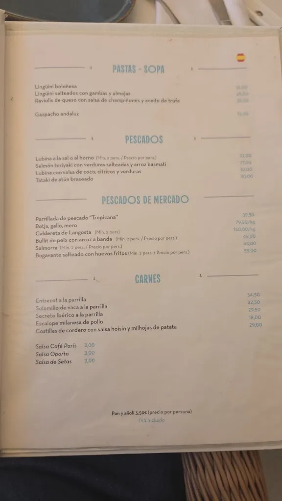 Menu_Tropicana Eivissa Cala Jondal_Sant Josep de sa Talaia_image_1