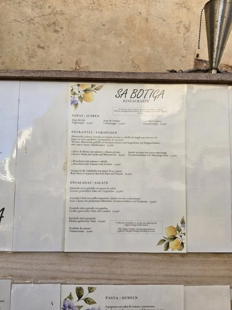 Menu_RESTAURANTE SA BOTIGA SANTANYÍ_Santanyí_image_1