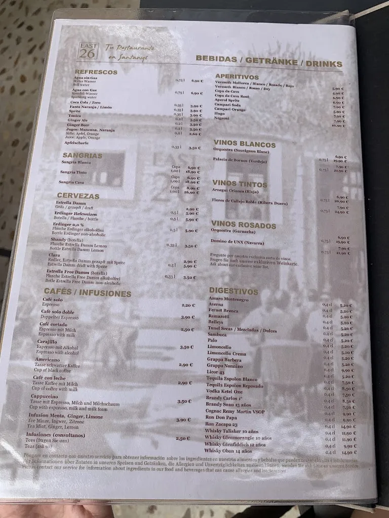 Menu_EAST26 Restaurant_Santanyí_image_2