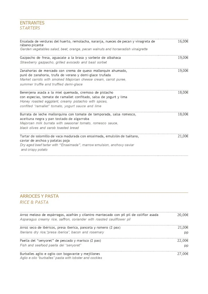 Menu_OCRE Restaurant & Bar - Can Ferrereta_Santanyí_image_4