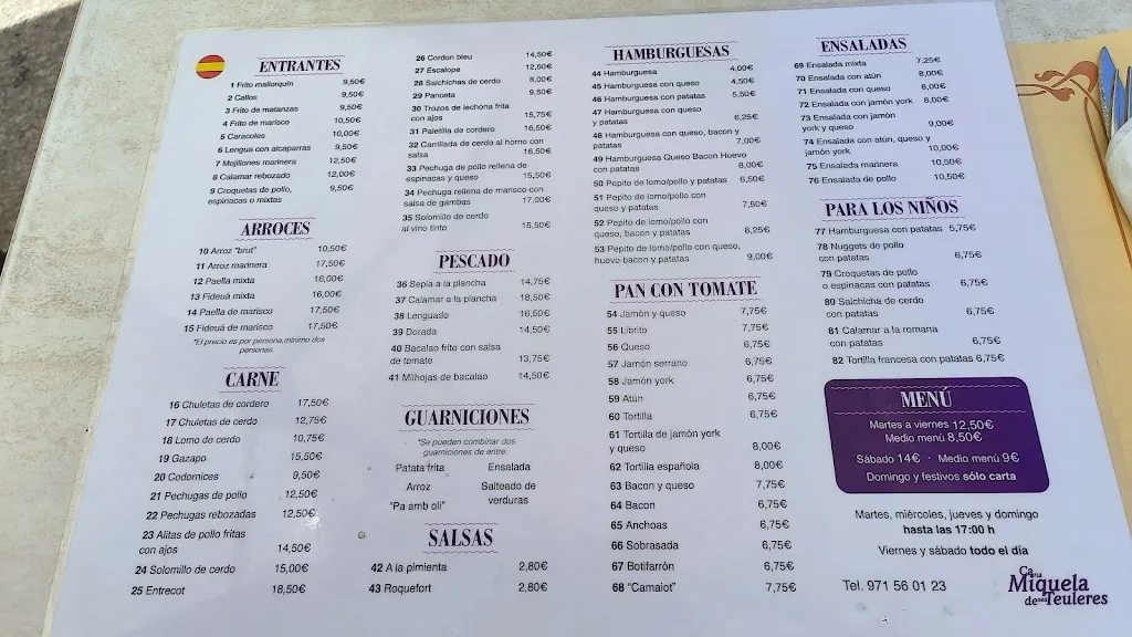 Menu_Restaurant Ca na Miquela de ses Teuleres_Vilafranca de Bonany_image_1