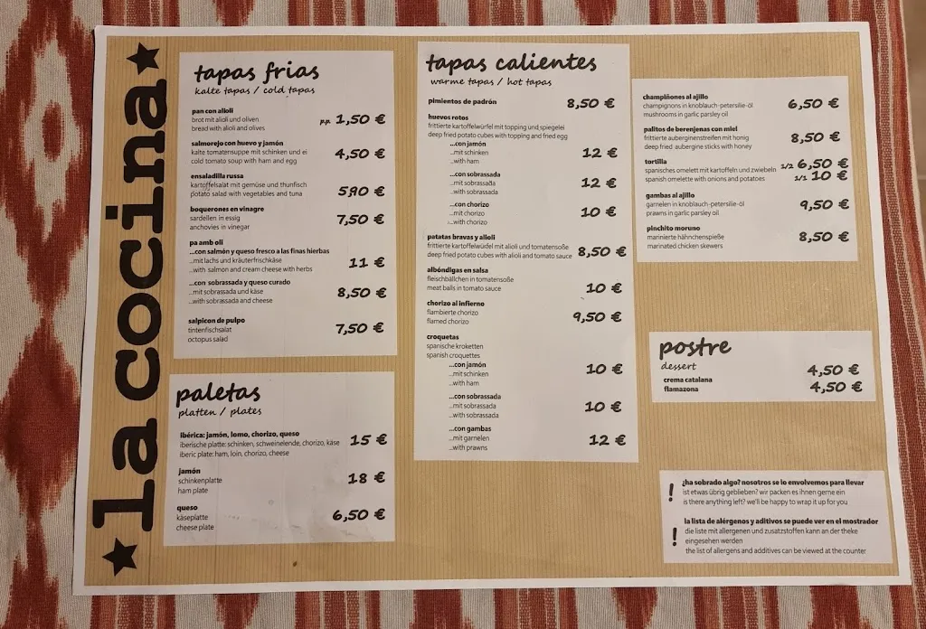 Menu_La Cocina - Tapas restaurante y bar Sineu_Sineu_immagine_1