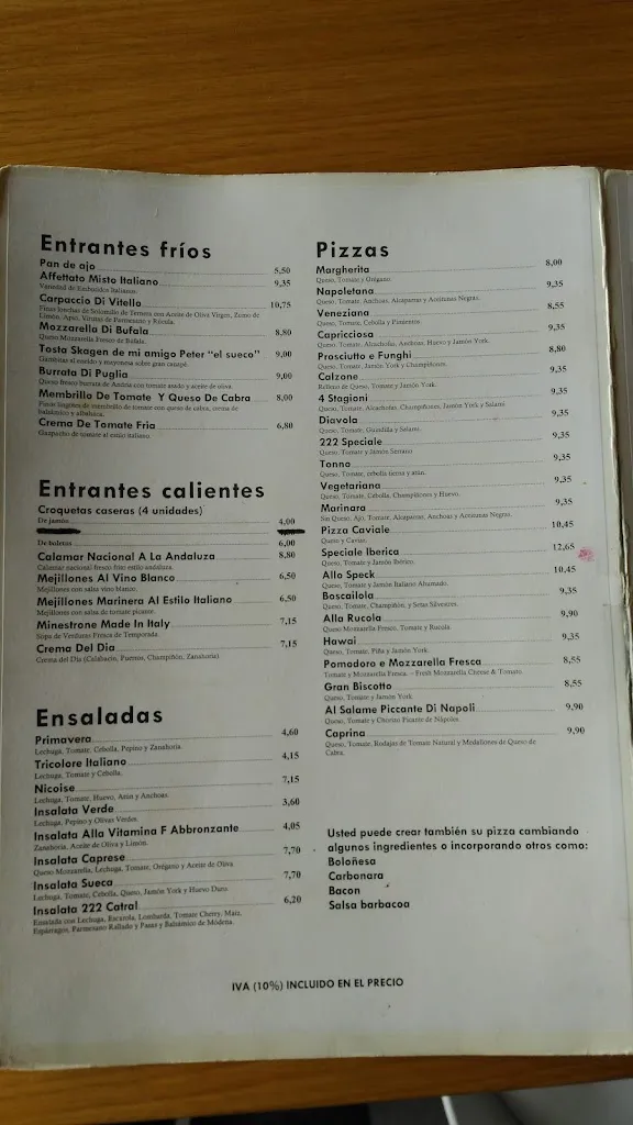 Menu_Pizzería Ristorante 222 Catral_Catral_image_4