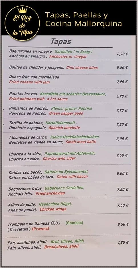 Menu_El Rey De La Tapa - Tapas y Paellas en Sineu_Sineu_image_2