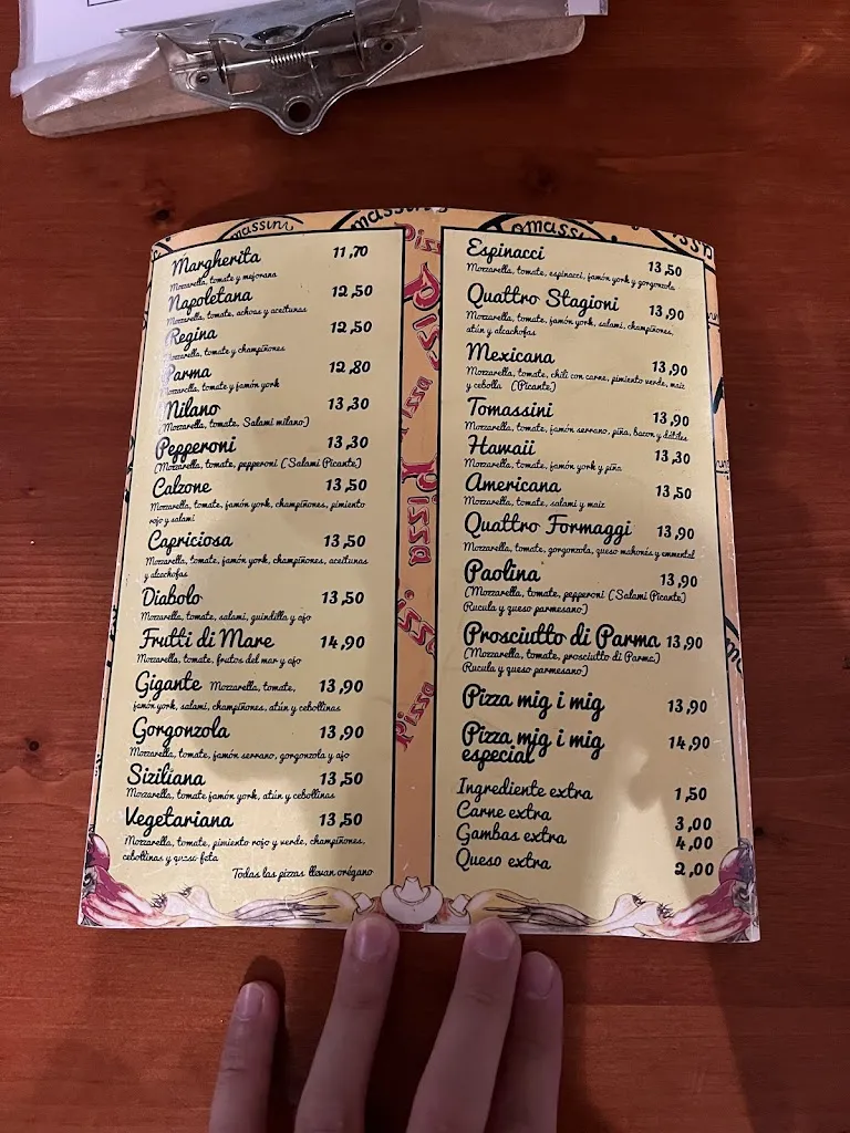 Menu_Tomassini Pizza & Pasta_Sineu_image_1