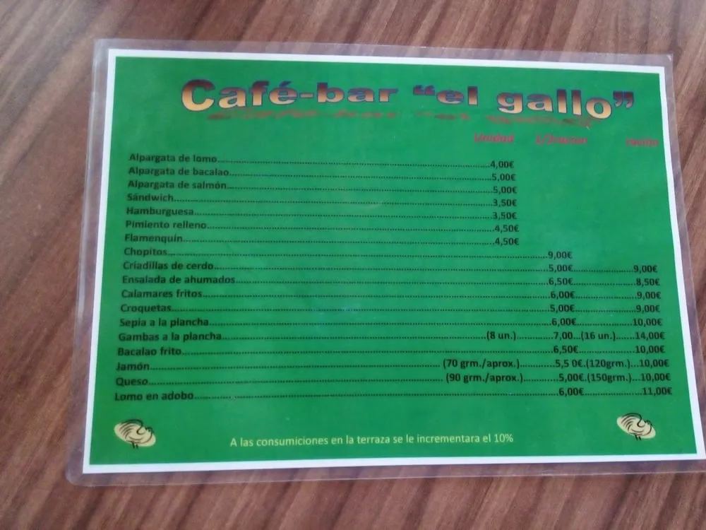 Menu_Café - Bar - Restaurante 