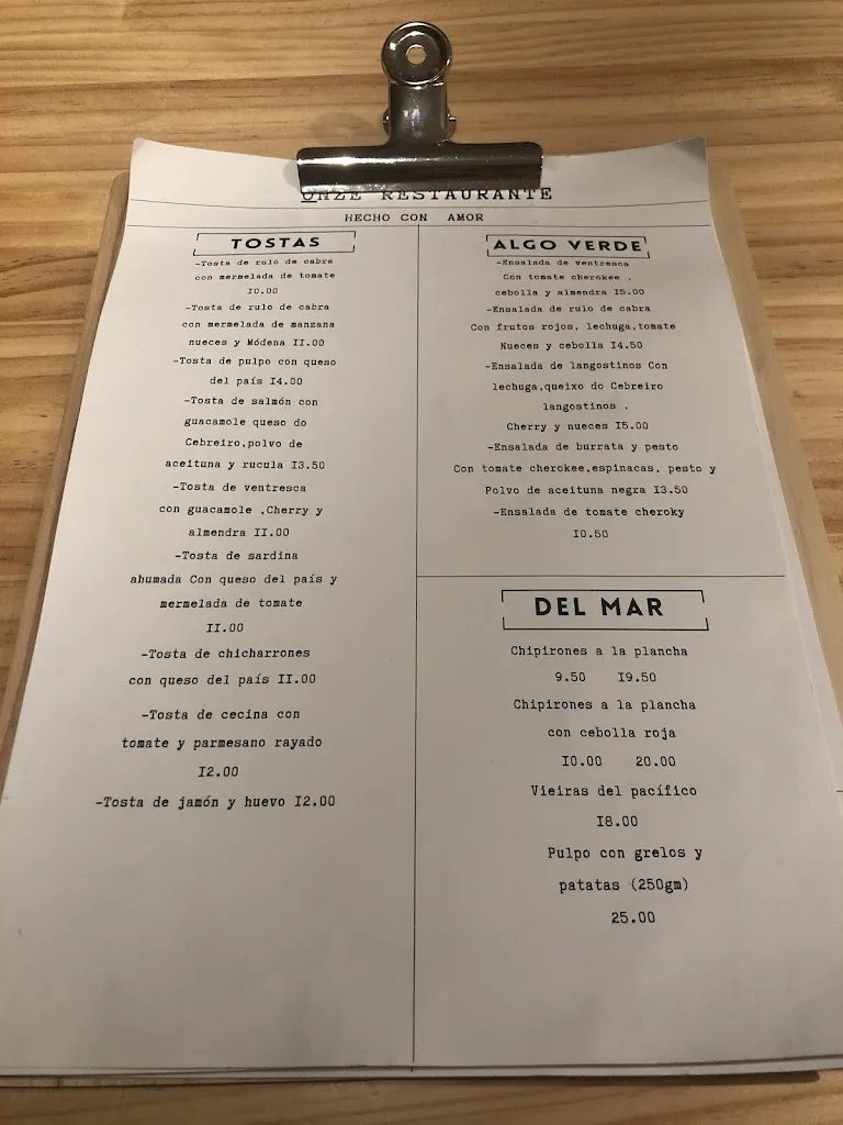 Menu_Restaurante Onze_Betanzos_immagine_1