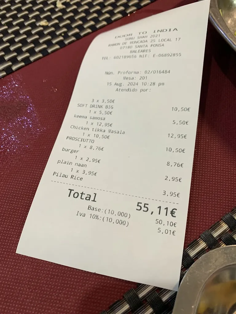 Menu_Door To India_Santa Ponsa_image_1