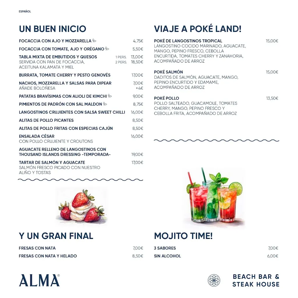 Menu_Alma Beach & Cocktail Bar - SteakHouse - Thin & Crispy Pizza_Santa Ponsa_image_1