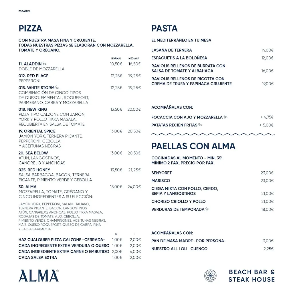 Menu_Alma Beach & Cocktail Bar - SteakHouse - Thin & Crispy Pizza_Santa Ponsa_image_3