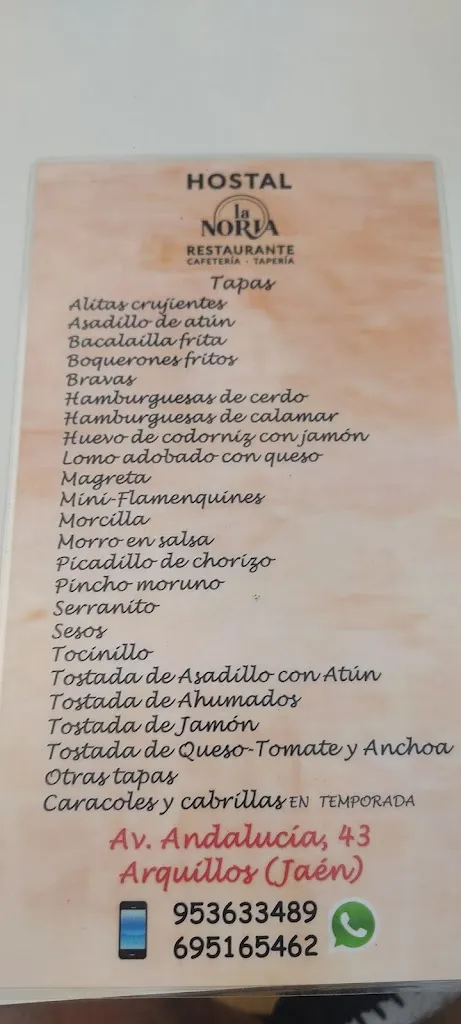 Menu_Hostal Restaurante La Noria_Arquillos_image_1
