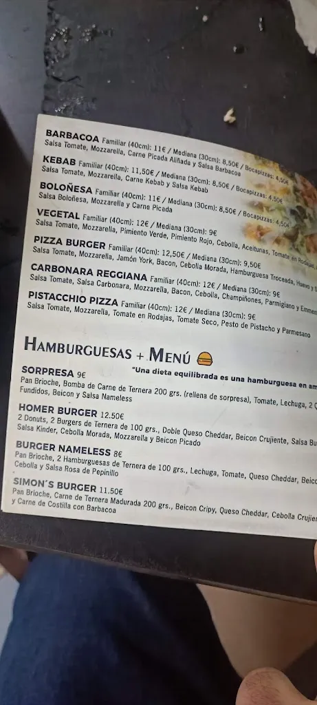 Menu_Nameless Pizzería & Burger_Arquillos_image_2