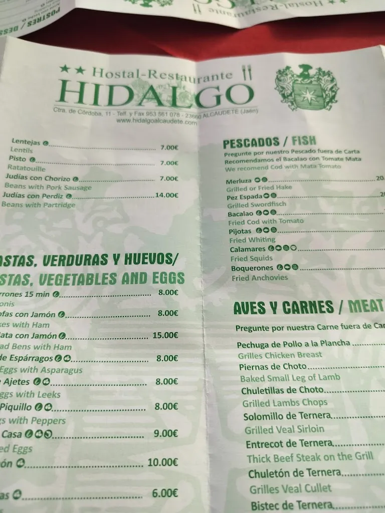 Menu_Pension Restaurante Hidalgo Nº RTA,-H/JA/00467_Alcaudete_image_1