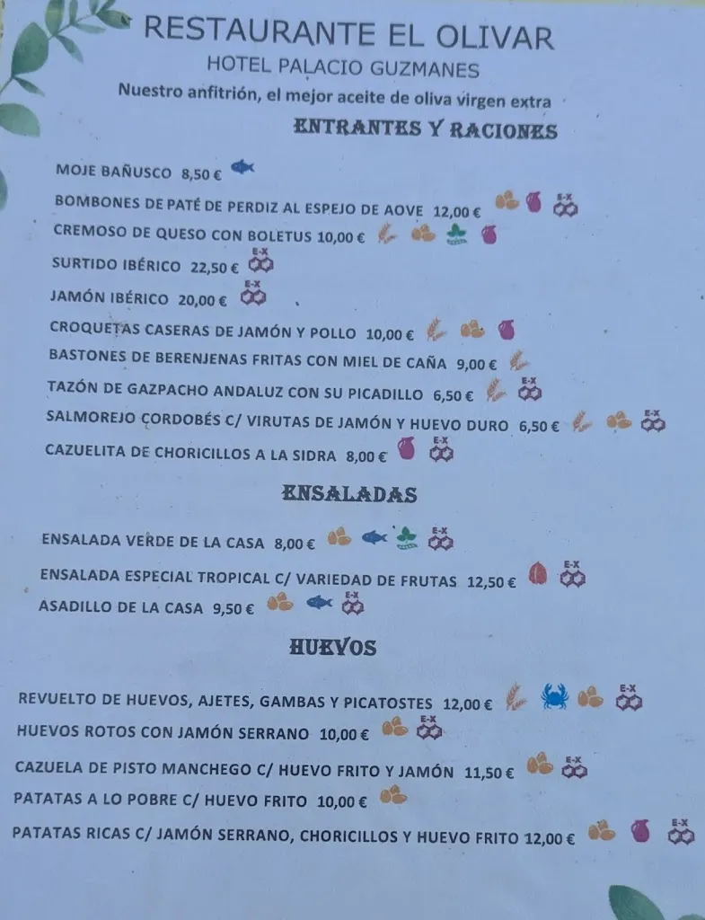 Menü_Restaurante El Olivar de Guzmanes_Baños de la Encina_Bild_1