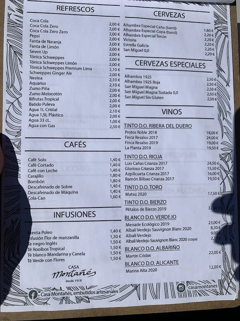 Menu_Restaurante Casa Montañés_Alcalá la Real_immagine_2