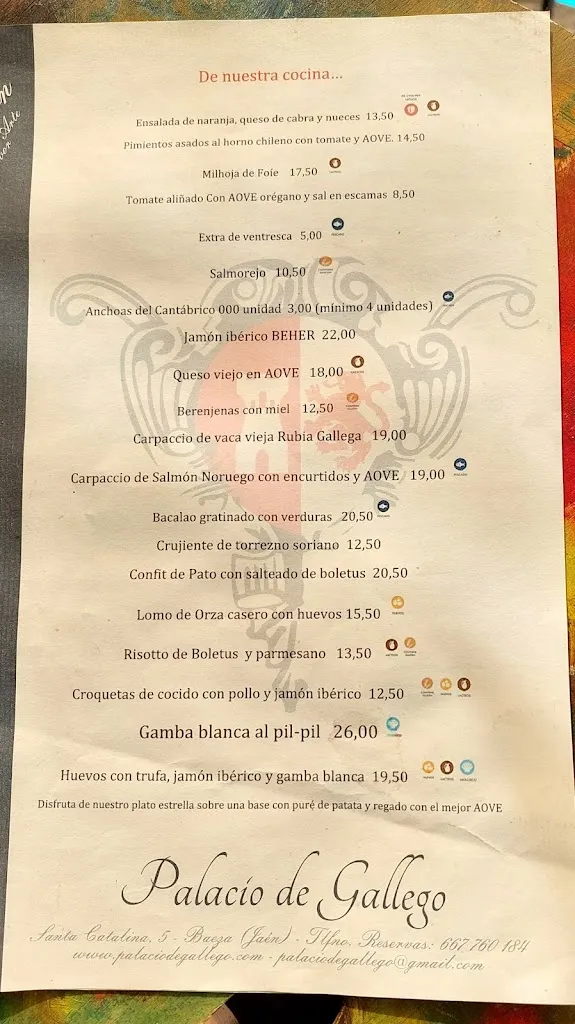 Menu_Palacio de Gallego Restaurante & Boutique_Baeza_image_1