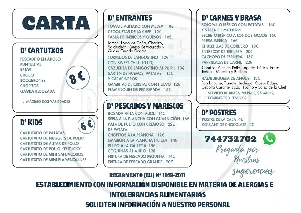 Menu_Cervecería Freiduría D'Cartutxos_Bailén_immagine_1