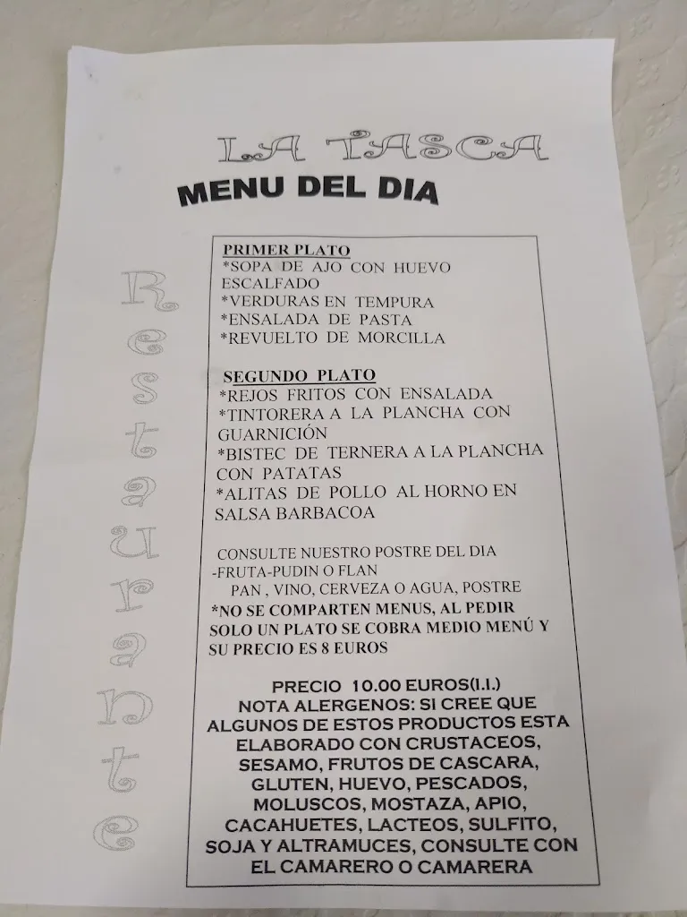 Menu_Restaurante la Tasca_Bailén_immagine_1