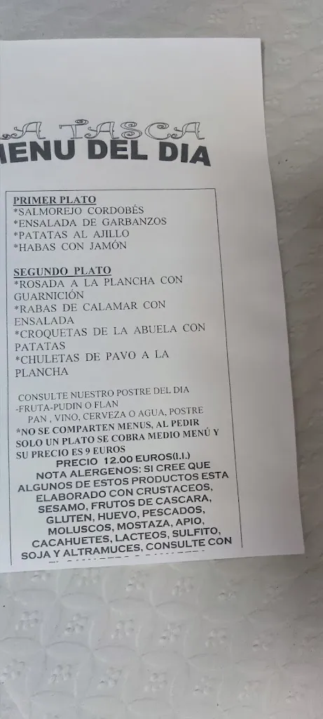 Menu_Restaurante la Tasca_Bailén_immagine_3