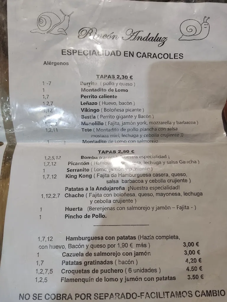 Menu_Bar Rincón Andaluz_Andújar_immagine_1