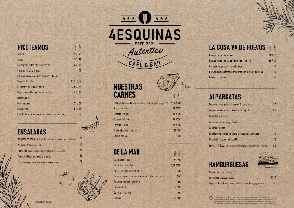 Menu_Café & Bar 4 Esquinas_Fuerte del Rey_image_1