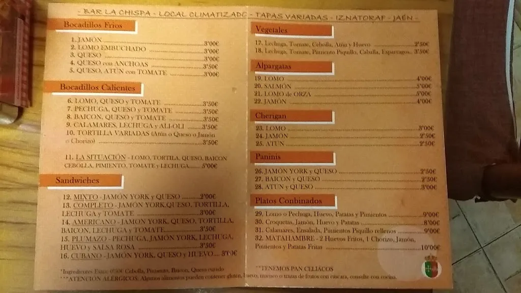 Menu_Café Bar La Chispa_Iznatoraf_image_1