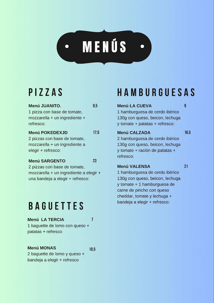 Menu_El Peñonero Pizzeria-Bocateria_Lahiguera_immagine_3