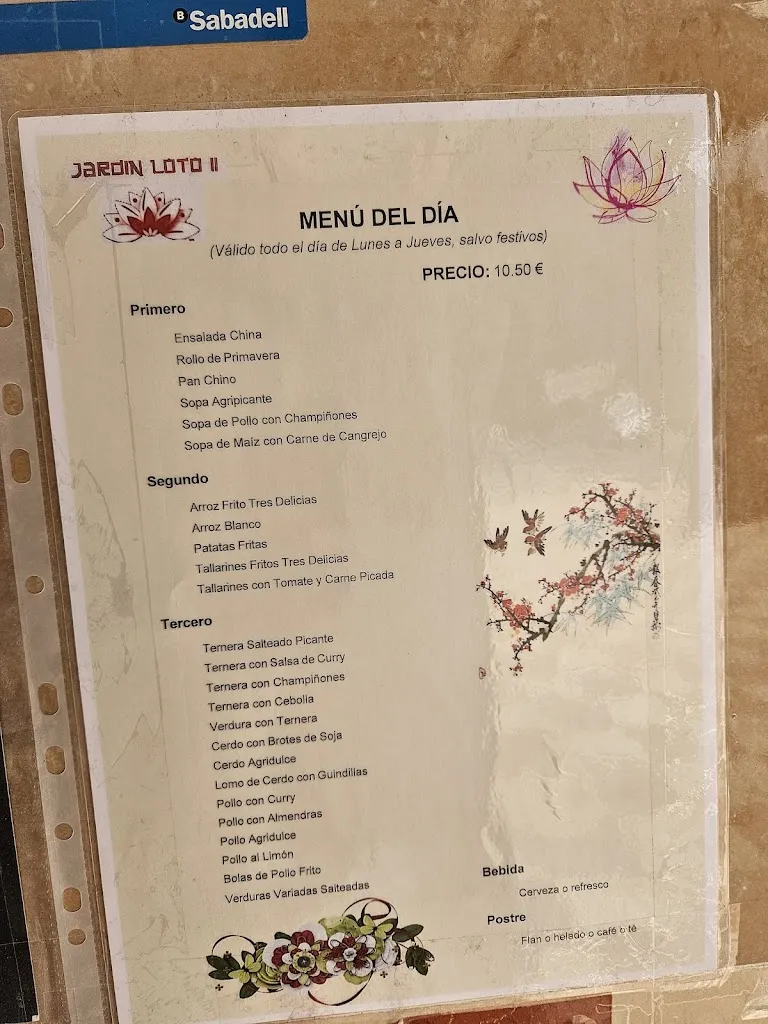 Menu_Restaurante chino Castalla Jardin loto II 莲花乐园_Castalla_image_2