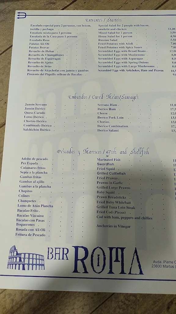 Menu_Bar Roma_Fuensanta de Martos_image_2