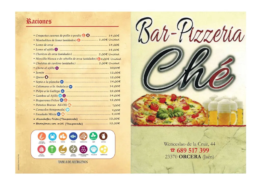 Menu_Bar Pizzería Ché_Orcera_image_2