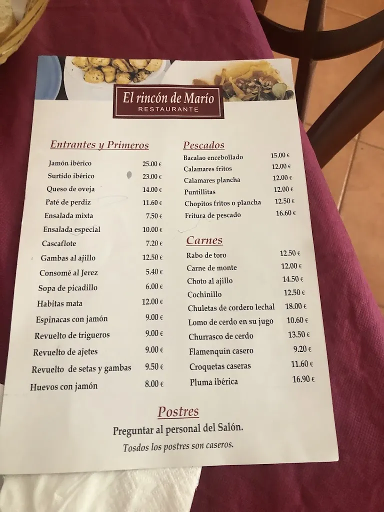 Menu_Venta El Rincon De Mario_Marmolejo_immagine_1